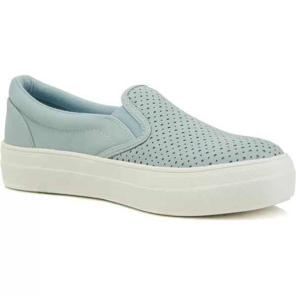 Soda Croft  Slip On Perforated Double Layer Foam Padded Cushion Sock Fashion SneakersLblue Nubuck Pu