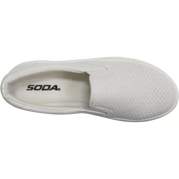 Soda Croft  Slip On Perforated Double Layer Foam Padded Cushion Sock Fashion SneakersWhite Nubuck Pu