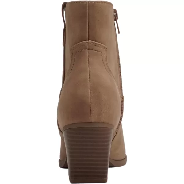 Soda ABEAM  Women Pointed Toe Medium Heel Ankle Shaft Western Boot Bootie with Side ZipperTaupe Nubuck