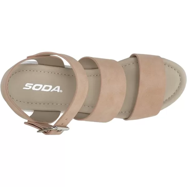 Soda ACCOUNT  Women Open Toe Two Bands Lug sole Fashion Block Heel Sandals with Adjustable Ankle StrapDusty Mauve Nubuck