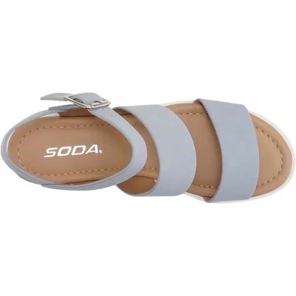 Soda ACCOUNT  Women Open Toe Two Bands Lug sole Fashion Block Heel Sandals with Adjustable Ankle StrapLight Blue Nubuck