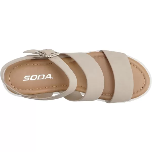 Soda ACCOUNT  Women Open Toe Two Bands Lug sole Fashion Block Heel Sandals with Adjustable Ankle StrapSand Nubuck