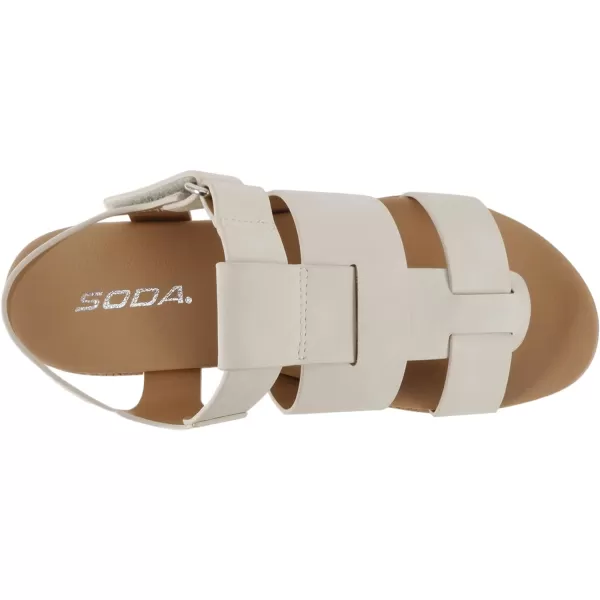 Soda Amenda  Women Round Toe Fisherman Platform Low Heel Wedge Sandal with Adjustable Ankle StrapBeige Nubuck