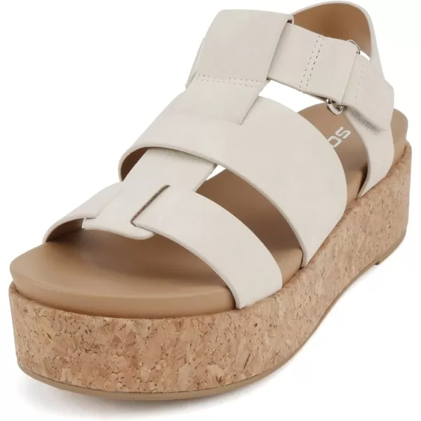 Soda Amenda  Women Round Toe Fisherman Platform Low Heel Wedge Sandal with Adjustable Ankle StrapBeige Nubuck