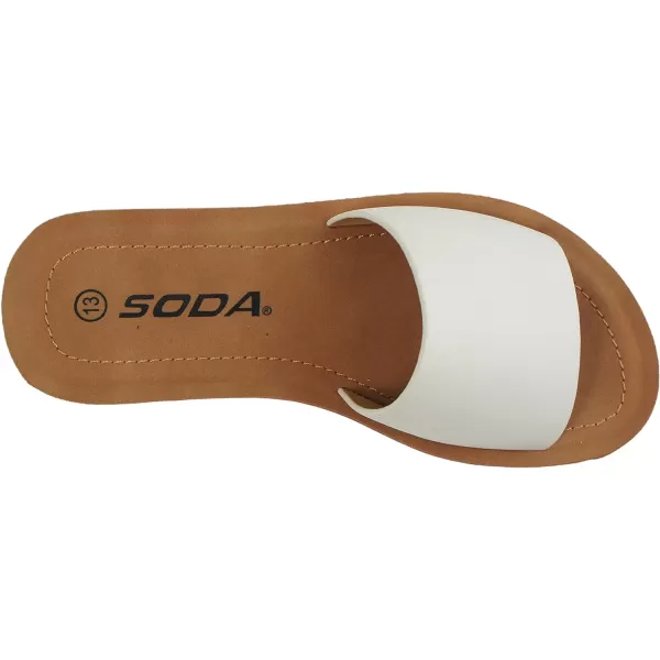 Soda EFRON2 Little Kid Children Girls Toddler Casual Comfort One Band Fashion Slip on Slide Flip Flop Flat SandalsWhite Pu