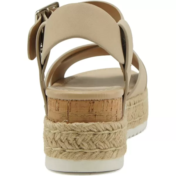 Soda FORTUNA  Open Toe Crisscross band Espadrille Jute Platform Wedge Casual Fashion Flatform Sandals with Buckle Ankle Wrap StrapLtblond Nubuck