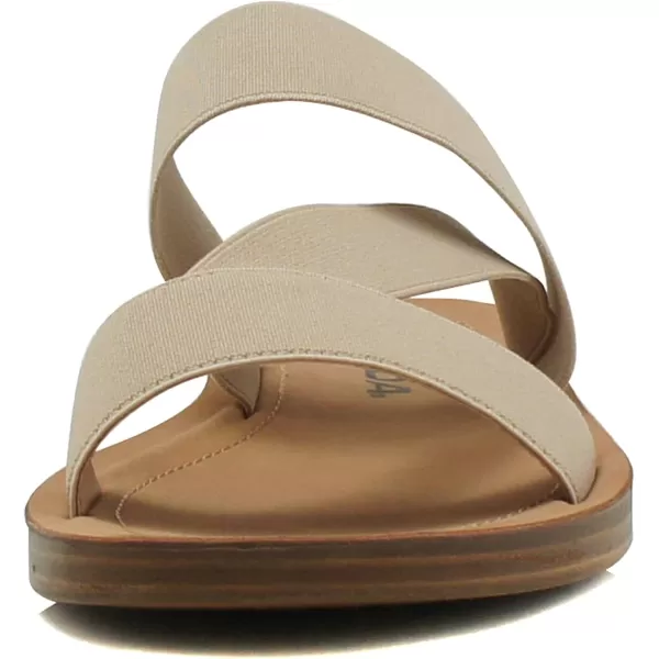 Soda Hummock  Women Slip On Casual Open Toe Double Elastic Bands with Diagonal Middle Strap Fashion Gladiator SandalCamel