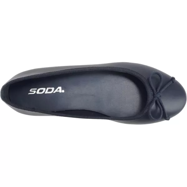 Soda JOBIN  Women Round Toe SlipOn Sewn Topline Ballet Flat Shoe with Bow OrnamentSoda JOBIN  Women Round Toe SlipOn Sewn Topline Ballet Flat Shoe with Bow Ornament