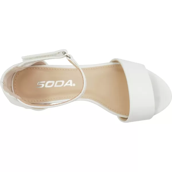 Soda KidsChildrenGirls KICK2 Wide band Comfortable Sole with Velcor Ankle Strap Block Heel Counter Back Fashion Sandals ShoesWhite Pat