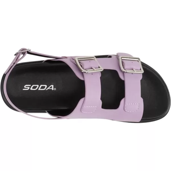 Soda Koala  Women Open Toe Double Buckle Strap Platform Sandal with Adjustable Ankle StrapLilac Pu