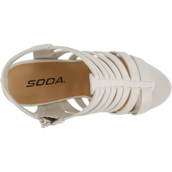 Soda Molten  Women Round Toe Open Back Gladiator Low Heel Sandal with Side ZipperOff White Pu