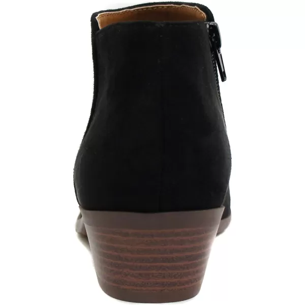 Soda Mug  Western Inspired Bootie wZipper and Chucky Low Stacked HeelsBlack