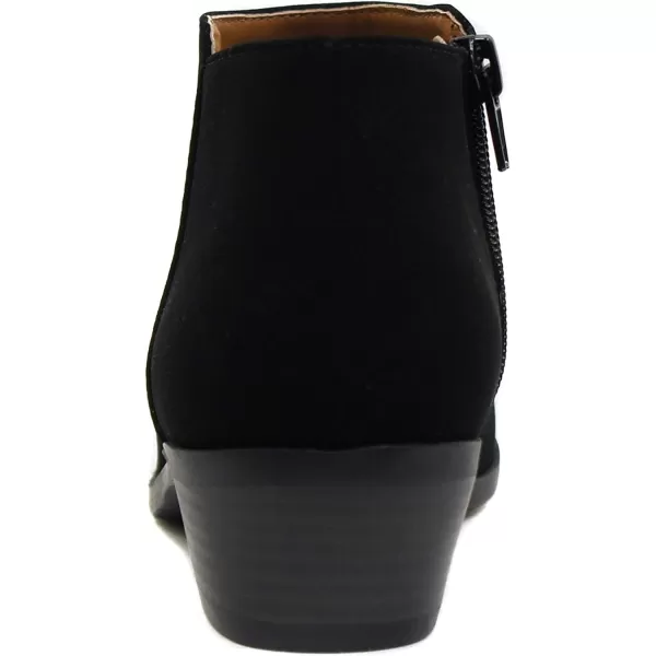 Soda Mug  Western Inspired Bootie wZipper and Chucky Low Stacked HeelsBlack Nubuck