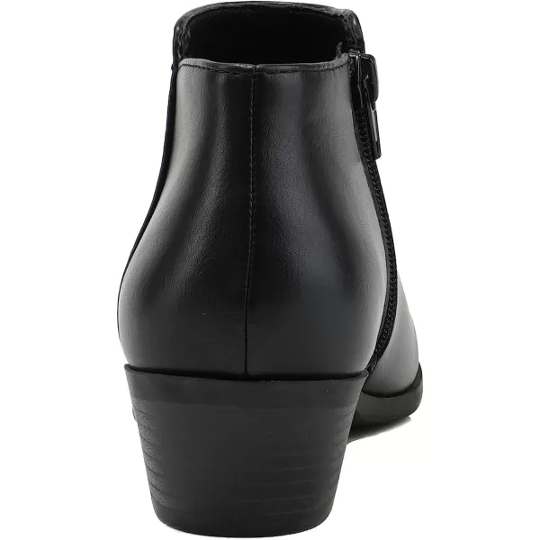 Soda Mug  Western Inspired Bootie wZipper and Chucky Low Stacked HeelsBlack Pu