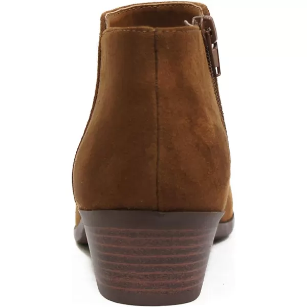 Soda Mug  Western Inspired Bootie wZipper and Chucky Low Stacked HeelsCognac