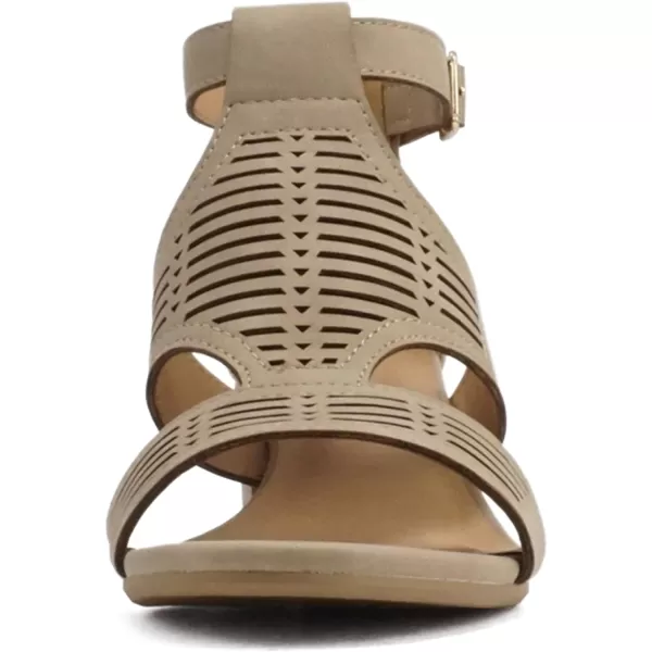 Soda Norway  Women Open Toe Closed Back Counter Cutout Upper Low Block Heel Sandal with Adjustable Ankle StrapDark Natural