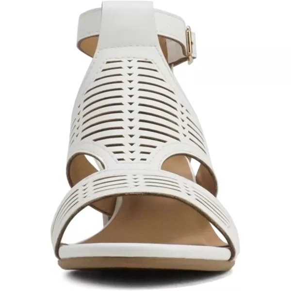 Soda Norway  Women Open Toe Closed Back Counter Cutout Upper Low Block Heel Sandal with Adjustable Ankle StrapWhite Pu