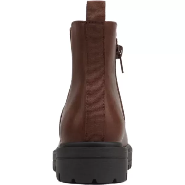 Soda PILOT2  Little KidsChildrenGirls Lug Sole Elastic Gore Low Heel Chelsea Fashion Ankle Bootie wSide ZipperBrown Pu