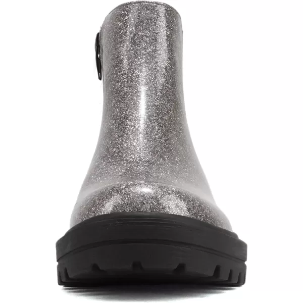 Soda PILOT2  Little KidsChildrenGirls Lug Sole Elastic Gore Low Heel Chelsea Fashion Ankle Bootie wSide ZipperSilver Glitter