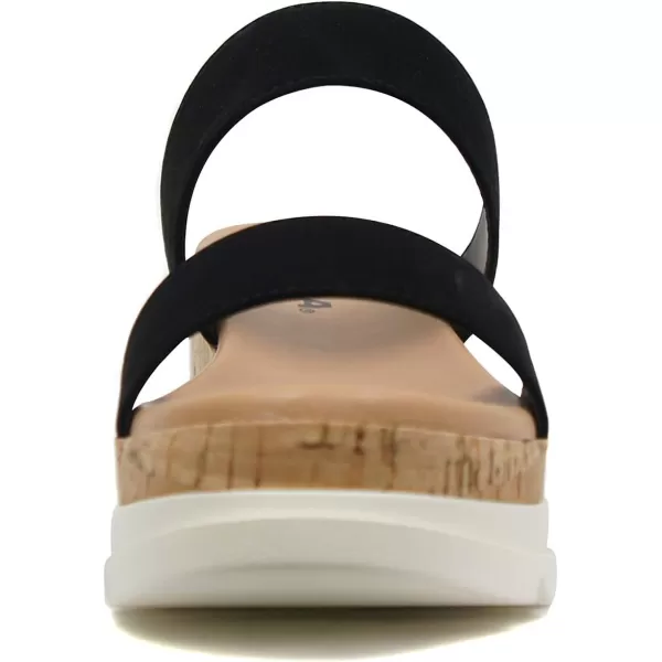 Soda Poppin  Slip On Flatform with Inmitation Cork Bottom and Double StrapsBlack