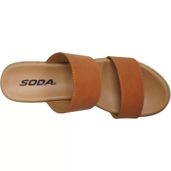 Soda Poppin  Slip On Flatform with Inmitation Cork Bottom and Double StrapsPeach