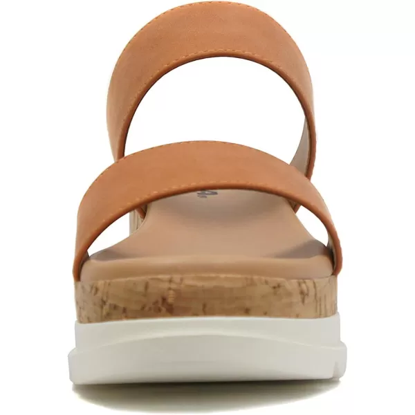 Soda Poppin  Slip On Flatform with Inmitation Cork Bottom and Double StrapsPeach