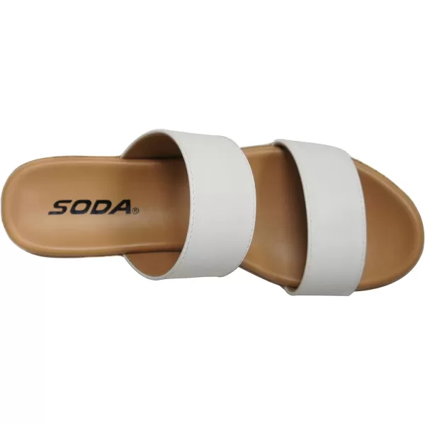 Soda Poppin  Slip On Flatform with Inmitation Cork Bottom and Double StrapsWhite