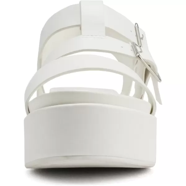 Soda STELLAR  Women Flatform Multi Strap Double Buckle Open Toe Ankle Strap Platform Wedge SandalsAll White Pu