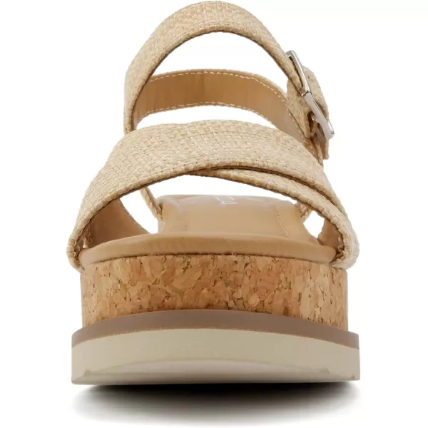 Soda Seville  Women Round Toe Crisscross Band Wedge Sandal with Adjustable Ankle StrapNatural Raffia