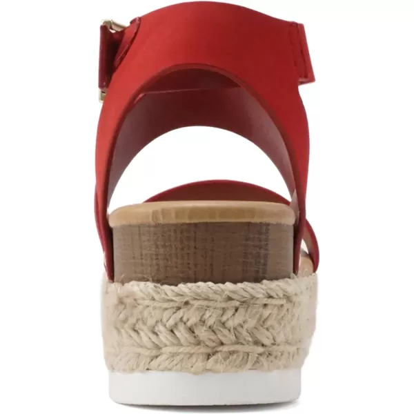 Soda Top Shoe Bryce Open Toe Buckle Ankle Strap Espadrilles Flatform Wedge Casual SandaLipstick Nubuck