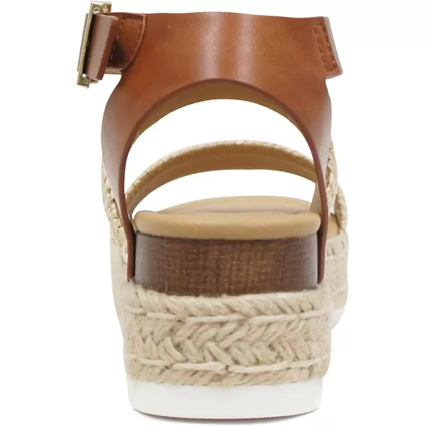 Soda Top Shoe Bryce Open Toe Buckle Ankle Strap Espadrilles Flatform Wedge Casual SandaNaturalTan Raffia