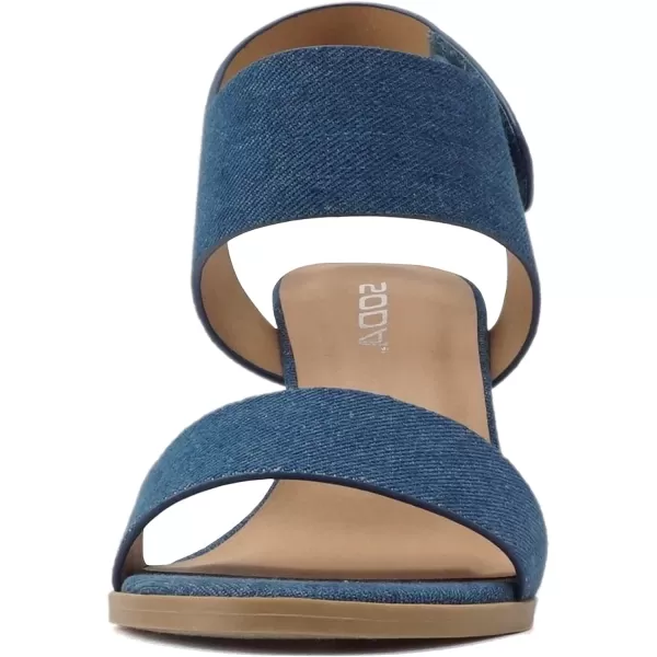 Soda WAITA  Women Open Round Toe Chunky Heel Ankle Strap High Heel Dress SandalsDenim Midblue