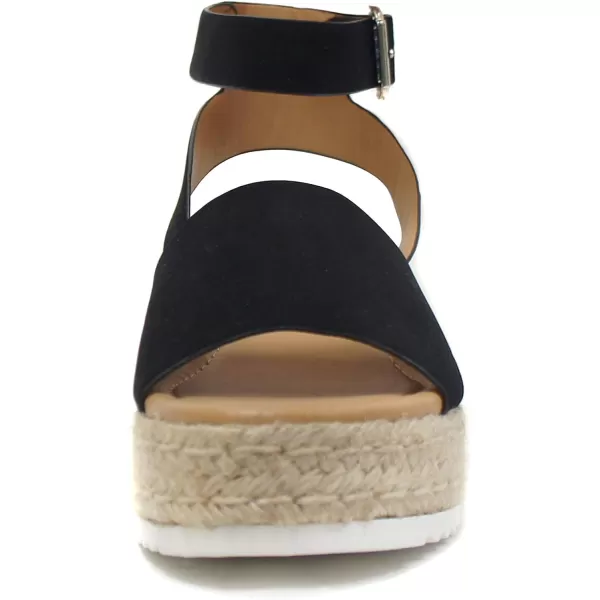 Soda Womens Ankle Wrap Espadrille FlatBlack Nubuck