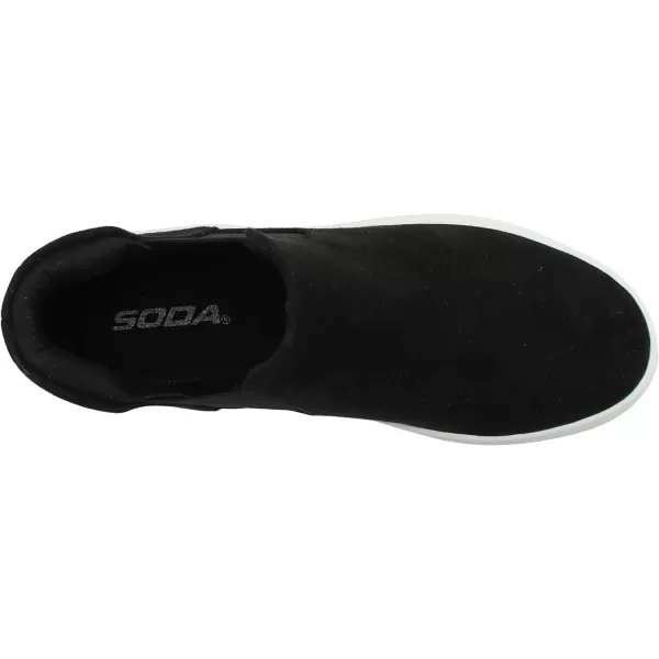 Soda Woods  Slip On High Top Twin Gore Double Layer Foam Padded Cushion Sock Fashion SneakersBlack Imit Suede