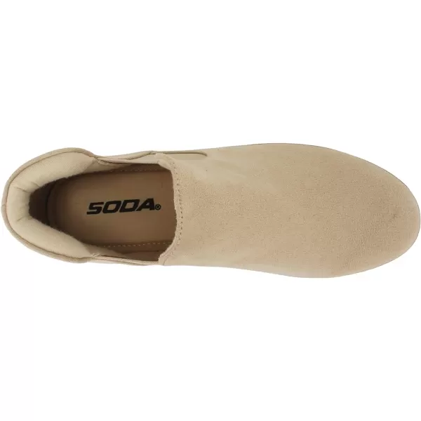 Soda Woods  Slip On High Top Twin Gore Double Layer Foam Padded Cushion Sock Fashion SneakersOatmeal Imit Suede