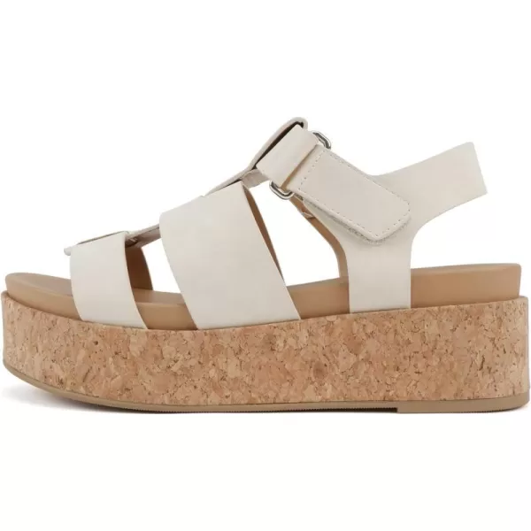 Soda Amenda  Women Round Toe Fisherman Platform Low Heel Wedge Sandal with Adjustable Ankle StrapBeige Nubuck