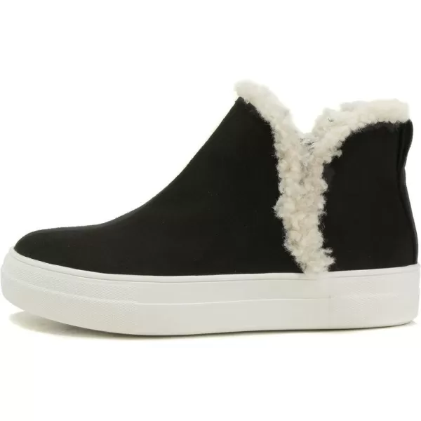 Soda FIGURE Womens Faux Fur Trim Fashion High Top Slip On Sneaker BootieBlack