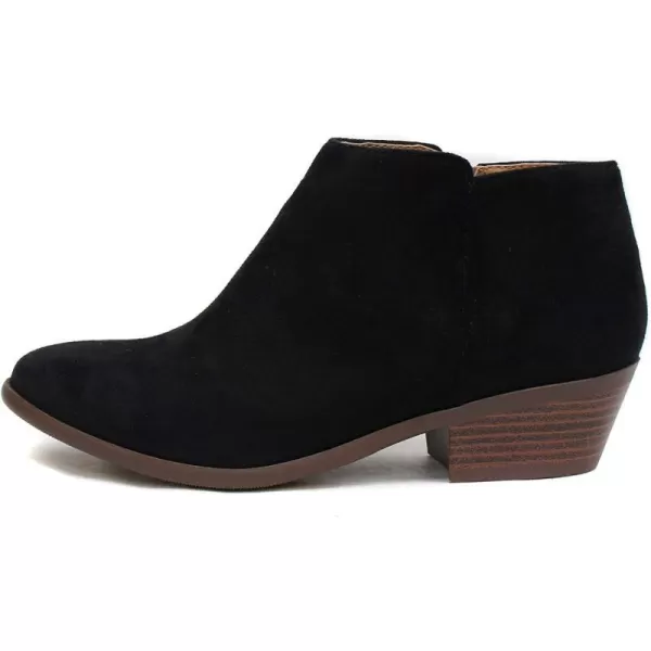 Soda Mug  Western Inspired Bootie wZipper and Chucky Low Stacked HeelsBlack