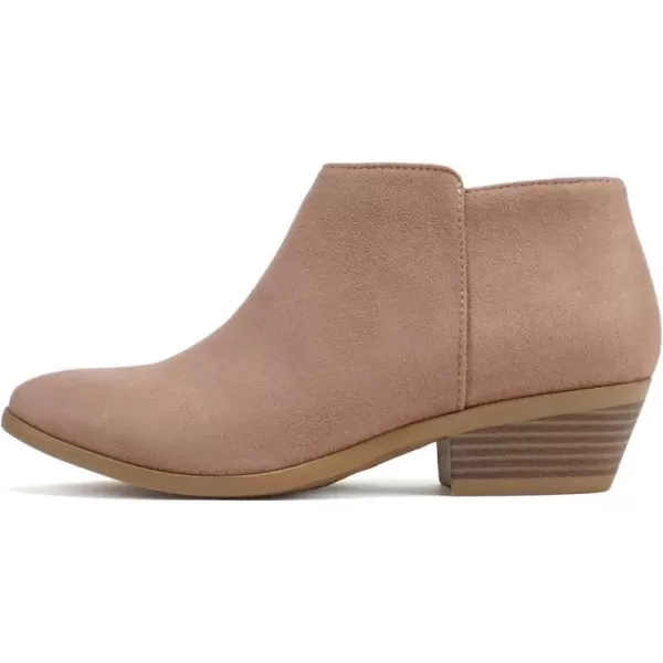 Soda Mug  Western Inspired Bootie wZipper and Chucky Low Stacked HeelsDark Blush Imitation Suede