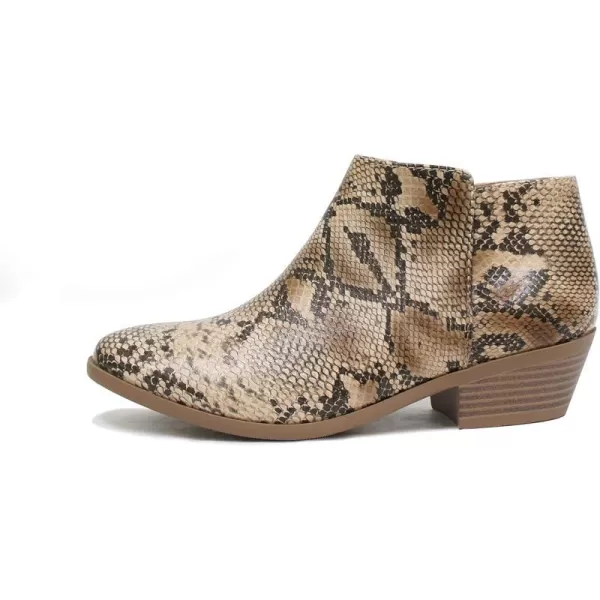 Soda Mug  Western Inspired Bootie wZipper and Chucky Low Stacked HeelsNatural Python