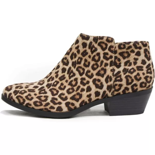 Soda Mug  Western Inspired Bootie wZipper and Chucky Low Stacked HeelsOatmeal Cheetah