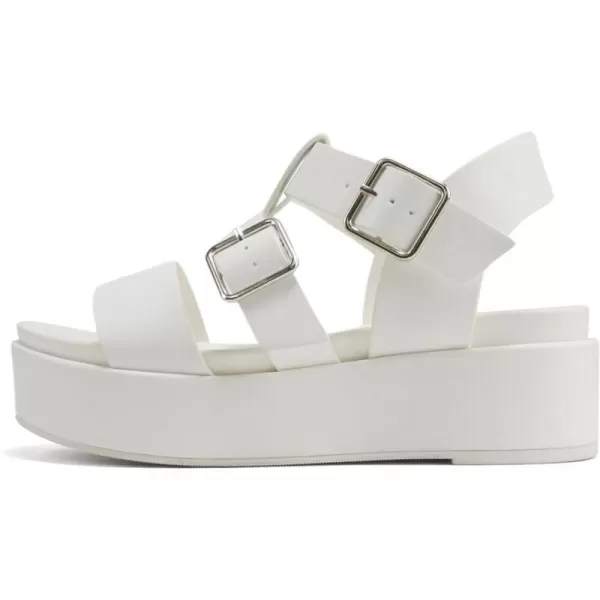 Soda STELLAR  Women Flatform Multi Strap Double Buckle Open Toe Ankle Strap Platform Wedge SandalsAll White Pu