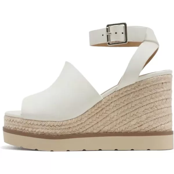 Soda Stella  Women Square Peep Toe Single Band Platform Espadrille Wedge Sandals with Adjustable Ankle StrapOff White Nubuck