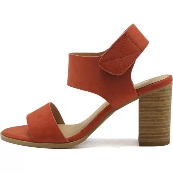 Soda WAITA  Women Open Round Toe Chunky Heel Ankle Strap High Heel Dress SandalsBurnt Orange Nubuck