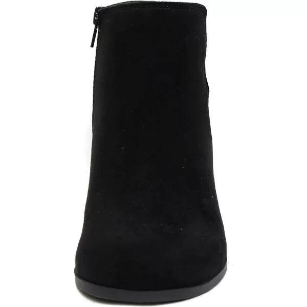 Soda Ability  Mid Ankle Bootie wSplit Shaft and Zipper Stacked Wedge HeelBlack