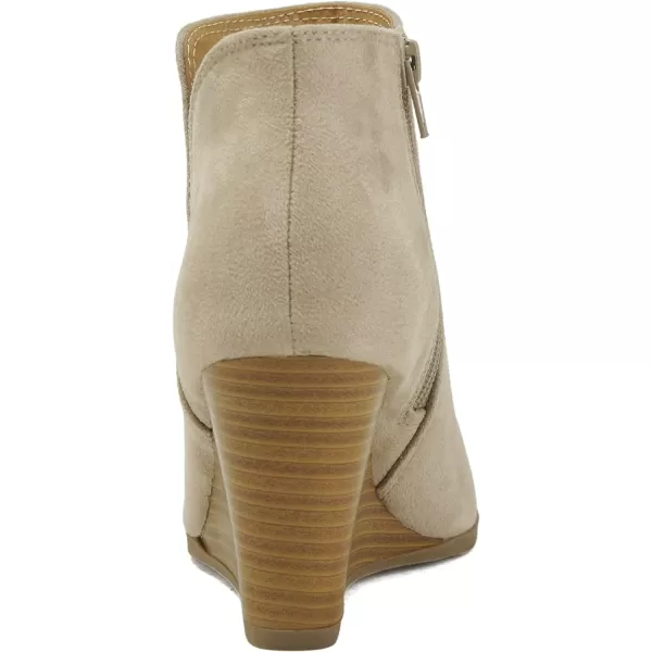 Soda Ability  Mid Ankle Bootie wSplit Shaft and Zipper Stacked Wedge HeelClay