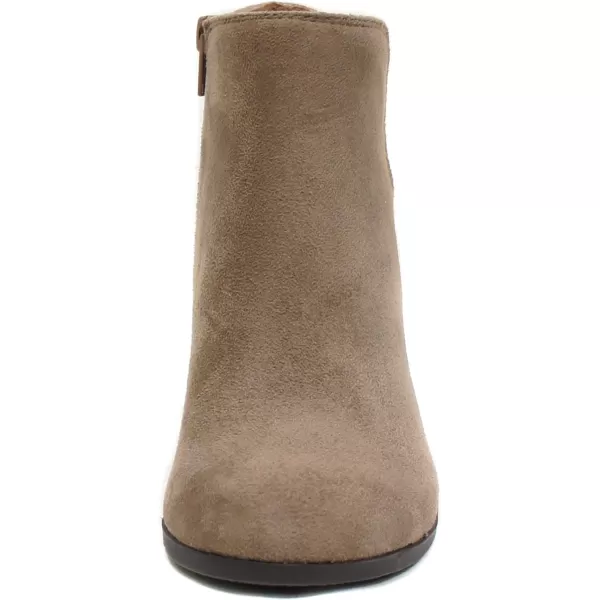 Soda Ability  Mid Ankle Bootie wSplit Shaft and Zipper Stacked Wedge HeelWarm Taupe