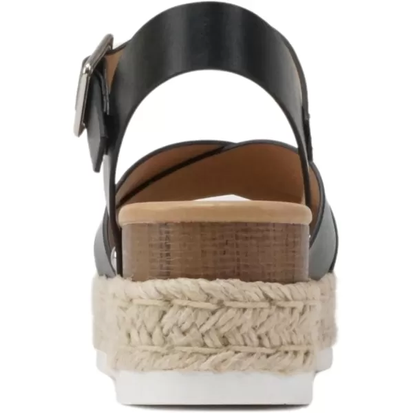 Soda FIRELY  Women Round Toe Crisscross Band Platform Espadrille Wedge Sandal with Adjustable Ankle StrapBlack Pu