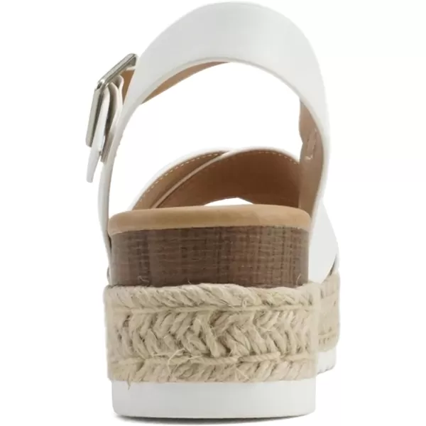 Soda FIRELY  Women Round Toe Crisscross Band Platform Espadrille Wedge Sandal with Adjustable Ankle StrapWhite Pu