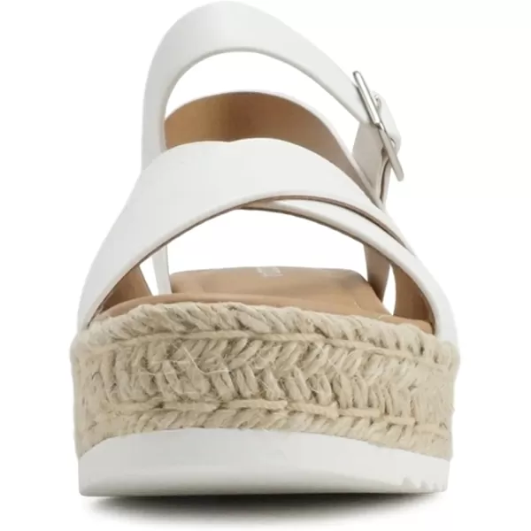 Soda FIRELY  Women Round Toe Crisscross Band Platform Espadrille Wedge Sandal with Adjustable Ankle StrapWhite Pu